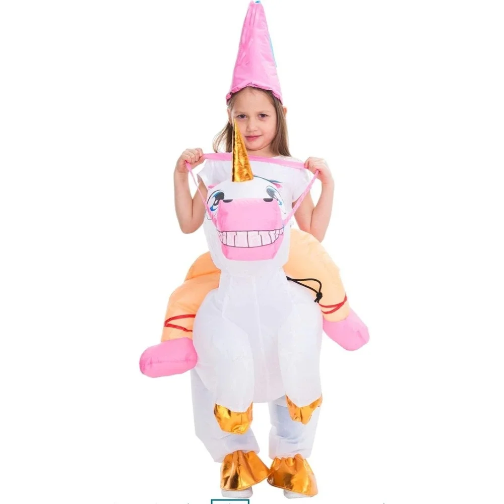 Inflatable Kids Halloween Costume Blow Up Ride on Unicorn‎ Costume Kid Size 7-10